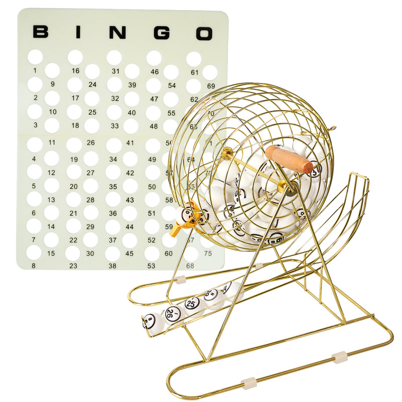 Large Bingo Game Set with 12" Bingo Cage and 1.5" Ping Pong Size Bingo Balls, Plastic Master Board
