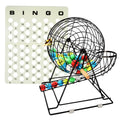 Bingo Game Set with Jumbo Bingo Cage and 1.5" Ping Pong Size Bingo Balls, Plastic Master Board- Black/Red
