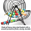 Bingo Game Set with Jumbo Bingo Cage and Bingo Balls, Master Board - Black/Red