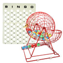 Bingo Game Set with Jumbo Bingo Cage and Bingo Balls, Master Board - Black/Red