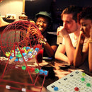 Bingo Game Set with Jumbo Bingo Cage and Bingo Balls, Master Board - Black/Red