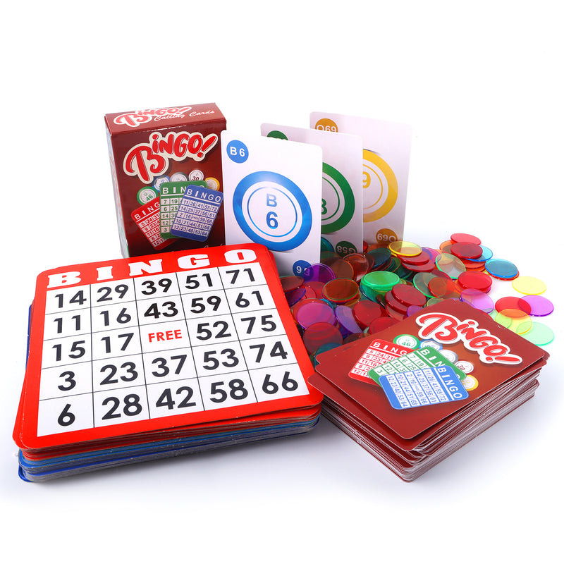 Bingo Game Set with 50/100 Bingo Cards, 500/1000 Bingo Chips & Deck Bingo Calling Cards