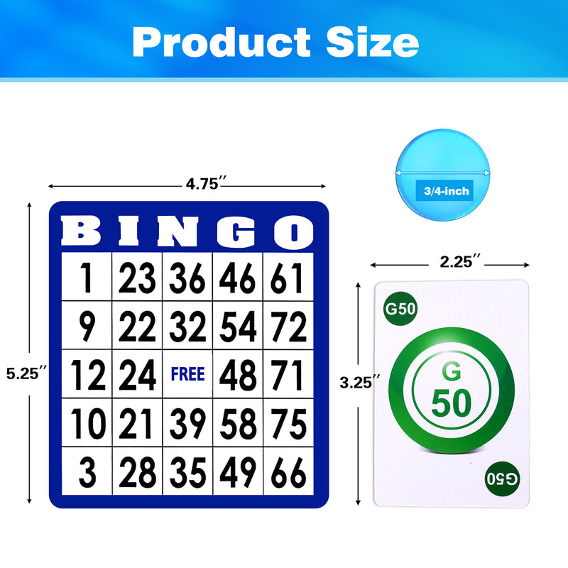 Bingo Game Set with 50/100 Bingo Cards, 500/1000 Bingo Chips and Deck of Bingo Calling Cards for Family Play, Bingo Game Night
