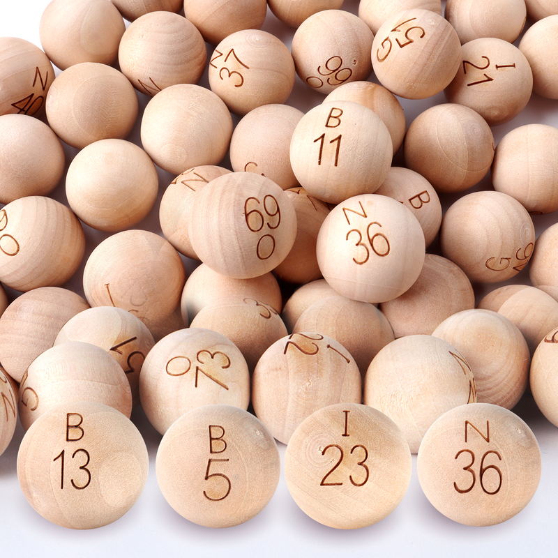 7/8 inch Solid Wooden Replacement Bingo Balls with Numbered and Lettered for 9" Diameter Bingo Cage,Bingo Game Nights,Bingo Party,Prize Raffles