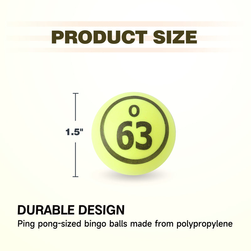 1.5" White/Multi-color Pro Pingpong Size Replacement Bingo Ball Set for Manual Large Bingo Cage Use Only - Single/Double Number