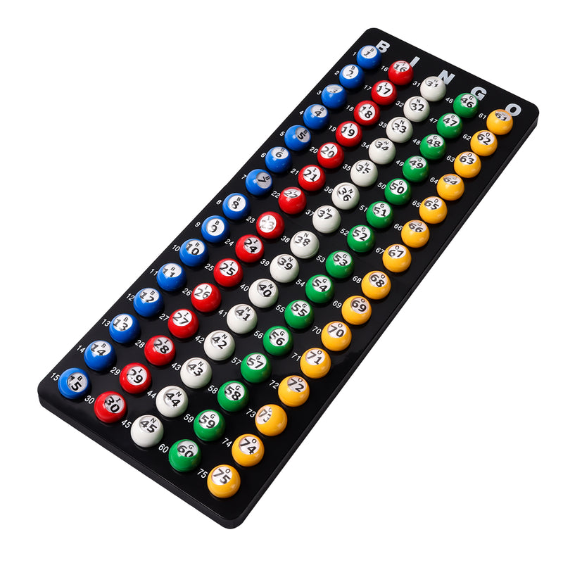 Bingo Game Set with Detachable Master Bingo Calling Board and 7/8" Multi-color Easy Read Window Plastic Bingo Balls for Game Nights, Parties, Charity Events - Black/White
