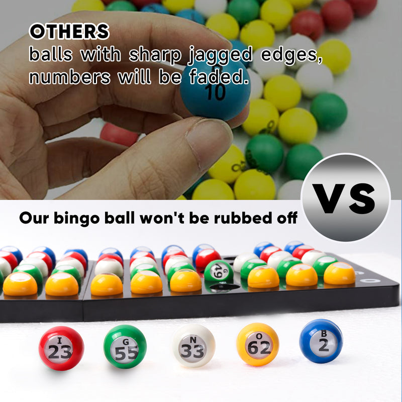 Bingo Game Master Board and Plastic Bingo Balls with Easy-Read Window
