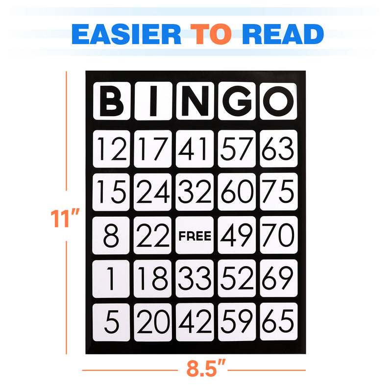 Jumbo Bingo Cards with Large Printed Easy Read Numbers for Bingo Game, Parties(100-Pack Bingo Cards)