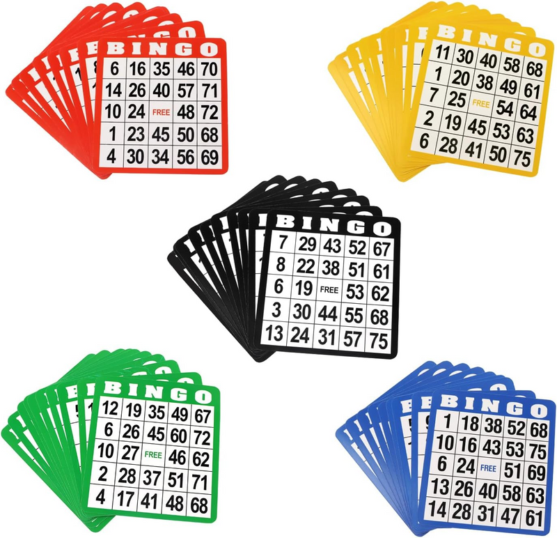 Multi-Color Bingo Cards, Bingo Sheets with Four Colors (50-Pack)