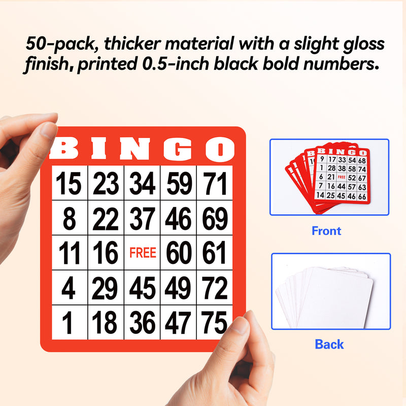 Multi-Color Bingo Cards, Bingo Sheets with Four Colors (50-Pack)