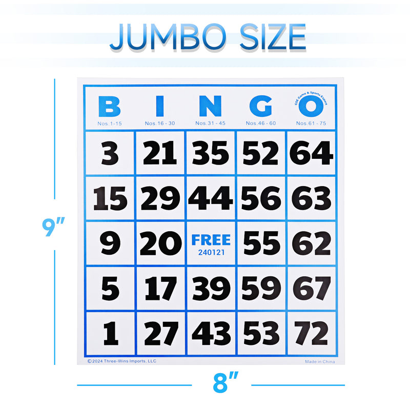 50-Packs Jumbo Bingo Cards with Large Font Numbers