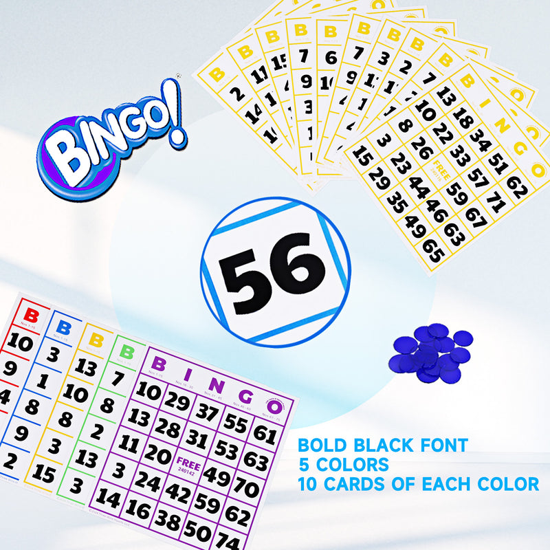 50-Packs Jumbo Bingo Cards with Large Font Numbers