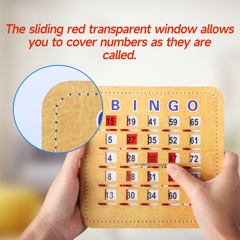 5 Ply Stitched Shutter Bingo Cards Easy Read Print Bingo Cardboard with Fingertip Quick Shutter Slide Window