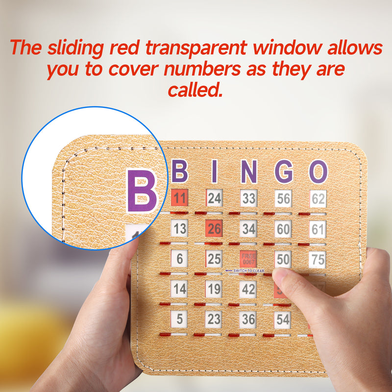 5Ply Stitched Shutter Bingo Cards, Easy-Read Large Print Bingo Cardboard with Sliding Windows (200-Pack)