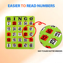 Green Jumbo Easy-Read Large Print Shutter Bingo Cards with Sliding Windows (10/25/50/100/200 Packs) - Three-Wins Imports, LLC