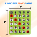 Green Jumbo Easy-Read Large Print Shutter Bingo Cards with Sliding Windows (10/25/50/100/200 Packs) - Three-Wins Imports, LLC