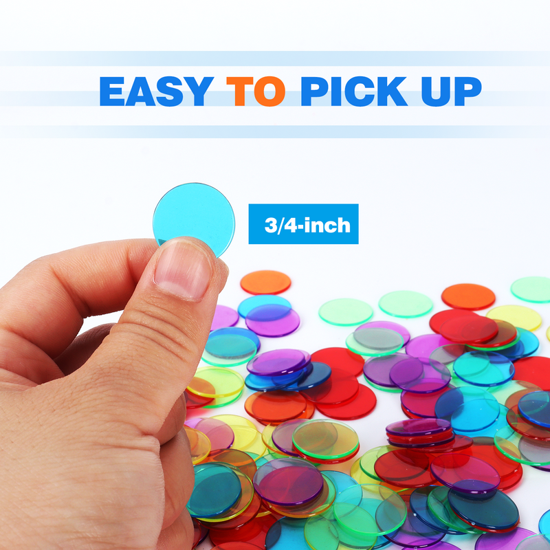 2000 Pack 3/4-inch Plastic Transparent Bingo Chips  (7 Colors)