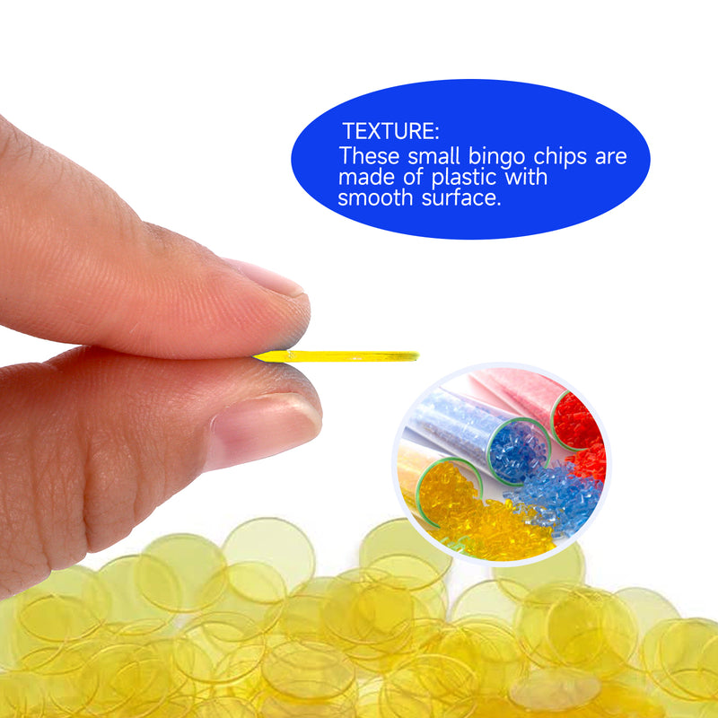 500 Pack 3/4-inch Plastic Transparent Bingo Chips for Bingo Card，Bingo Game Party  (7 Colors)