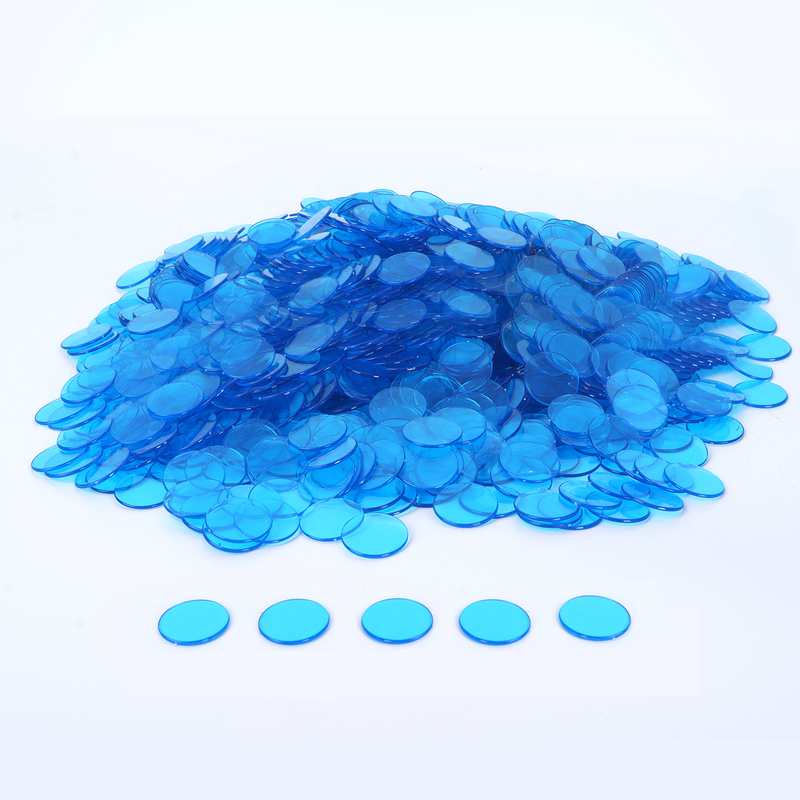 1000 Pack 3/4-inch Plastic Transparent Bingo Chips  (7 Colors)