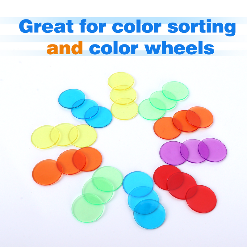 5000 Pack 3/4-inch Plastic Transparent Bingo Chips (7 Colors)