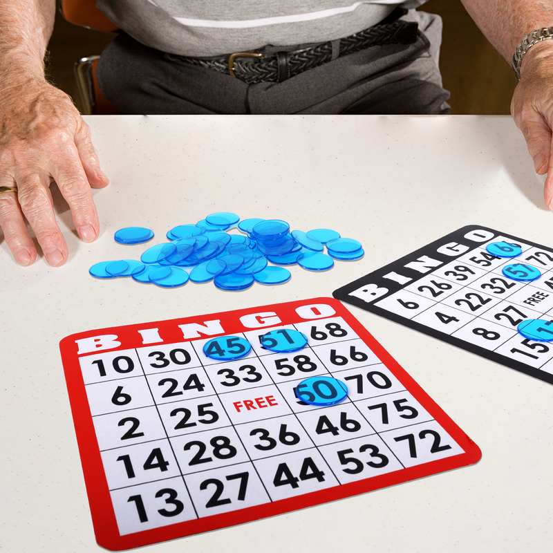 5000 Pack 3/4-inch Plastic Transparent Bingo Chips (7 Colors)