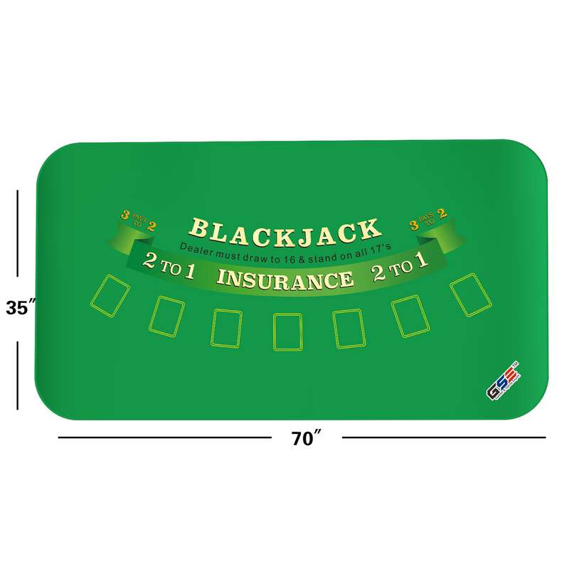 70"x35" Portable Professional Rubber Foam Poker Table Top Blackjack Layout Casino Mat Game Tabletop Cover with Carrying Bag