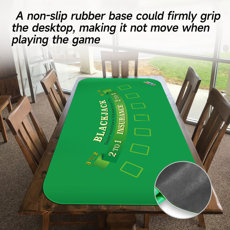 70"x35" Portable Professional Rubber Foam Poker Table Top Blackjack Layout Casino Mat Game Tabletop Cover with Carrying Bag