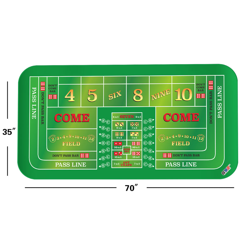 70" x 35" Double Dealer Craps Tabletop Layout Mat