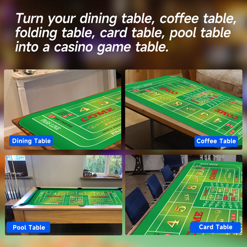 70" x 35" Double Dealer Craps Tabletop Layout Mat