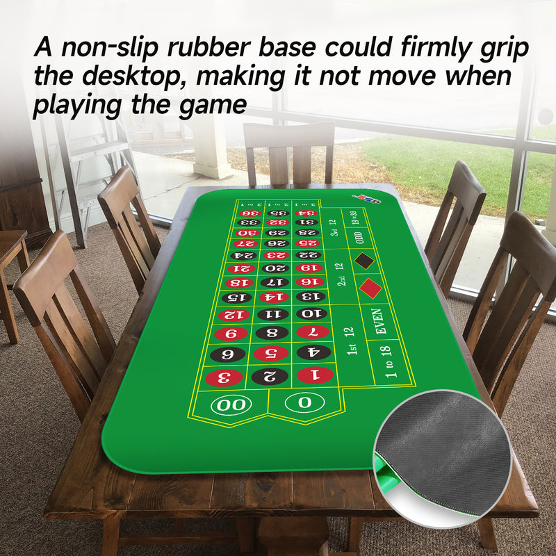 70"x35" Portable Professional Rubber Foam Poker Table Top Roulette Layout Casino Mat Game Tabletop Cover with Carrying Bag
