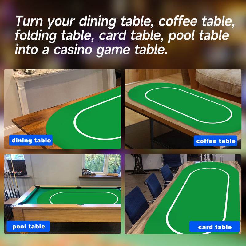 70" x 35" Casino Card Game Tabletop Layout Mat with Carrying Bag, Non-Slip Rubber Layout Mat