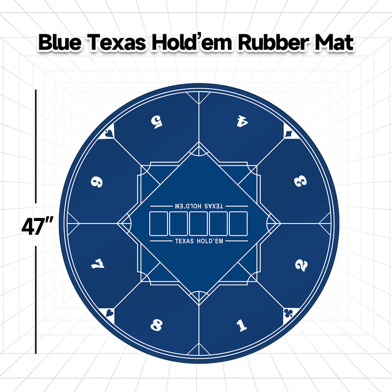 47" x 47" Blue Round Texas Hold'em Rubber Mat