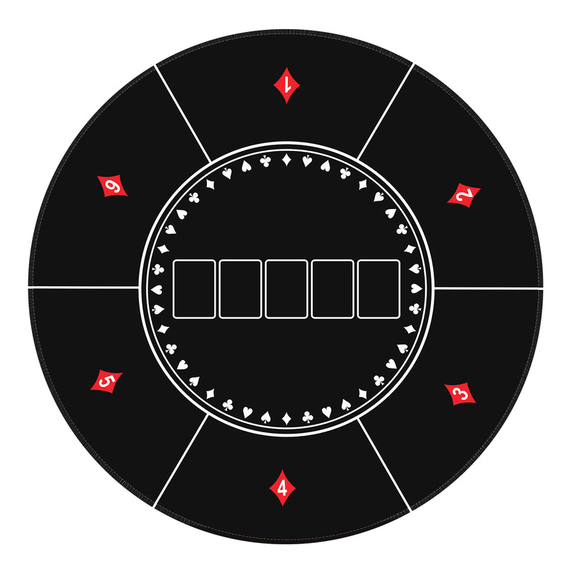 35" x 35" Round Texas Hold'em Rubber Mat with Non-Slip Rubber Backing for Parties, Casino Game