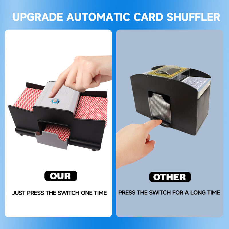 1-2 Deck Casino Automatic Card Shuffler, AC/DC-Power Electric Shuffler Machine for Playing Cards