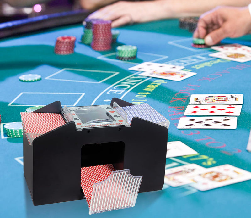 1-4 Deck Casino Automatic Electric Card Shuffler Battery-Operated Shuffler Machine for Playing Cards,Blackjack,Texas Hold'em,UNO,Bridge,Poker