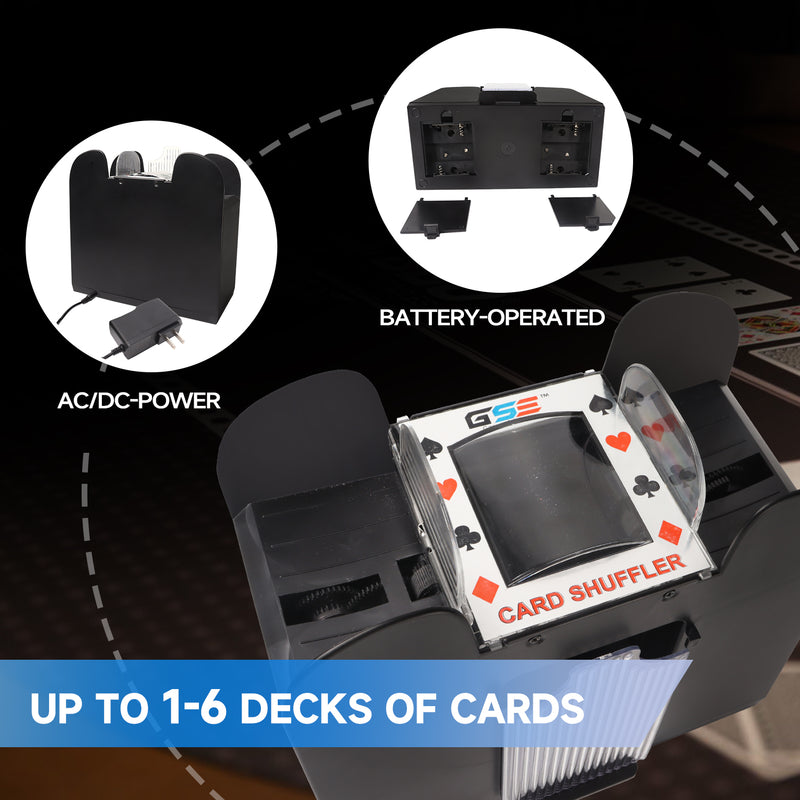 1-6 Deck Casino Automatic Battery-Operated & AC/DC-Power Card Shuffler
