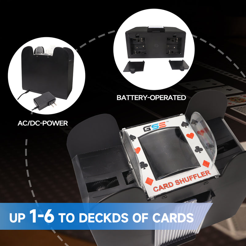 1-6 Deck Casino Battery-Operated & AC/DC-Power Automatic Card Shuffler Machine