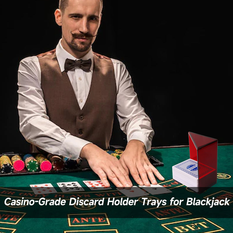 6 Deck Casino Grade Red Discard Holder Trays for Blackjack
