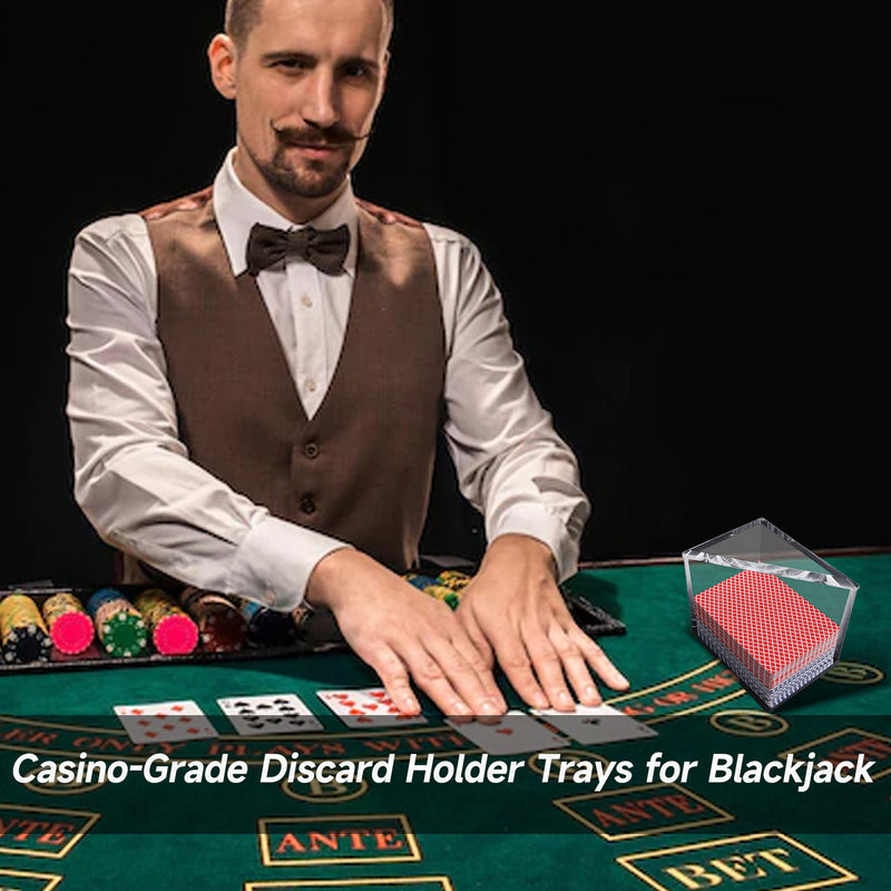 2/4/6/8 Deck Casino Grade Acrylic Discard Holder Trays for Blackjack