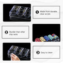 Acrylic Casino Chip Tray, Poker Chip Rack with Lid, Holds 100 Pieces Chips