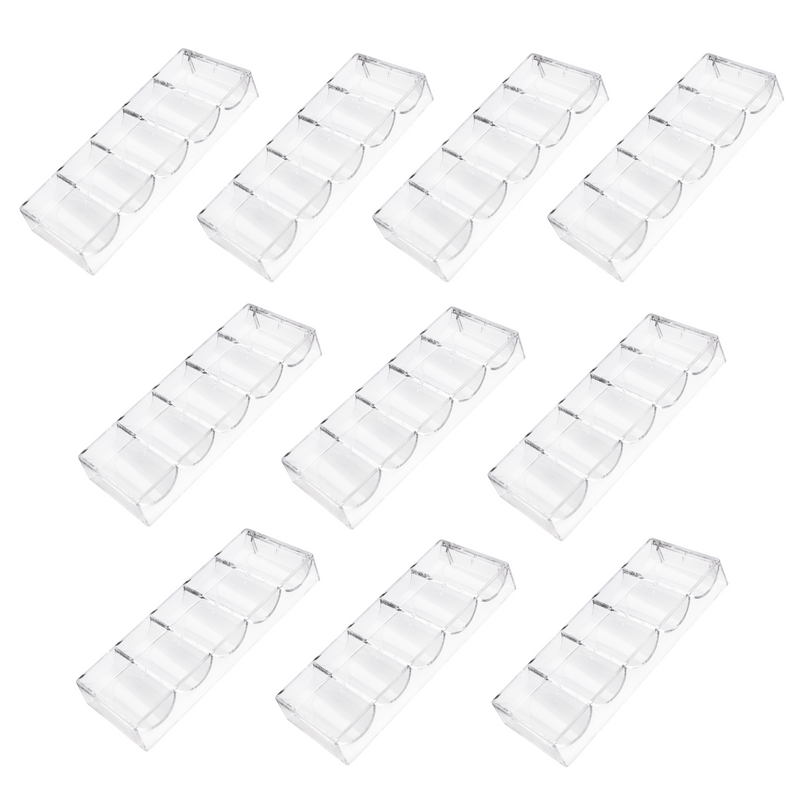 Durable Clear Acrylic Casino Chip Tray Poker Chip Rack, Each Tray Holds 100 Pieces Chips - 1/10-Pack