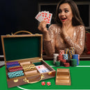 300/500 Counts Walnut Casino Poker Chips Carrier, Solid Wood Poker Chip Case