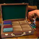 300/500 Counts Walnut Casino Poker Chips Carrier, Solid Wood Poker Chip Case