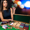 300/500 Counts Walnut Casino Poker Chips Carrier, Solid Wood Poker Chip Case