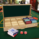 300/500 Counts Oak Casino Poker Chips Carrier, Soild Wood Poker Chip Case