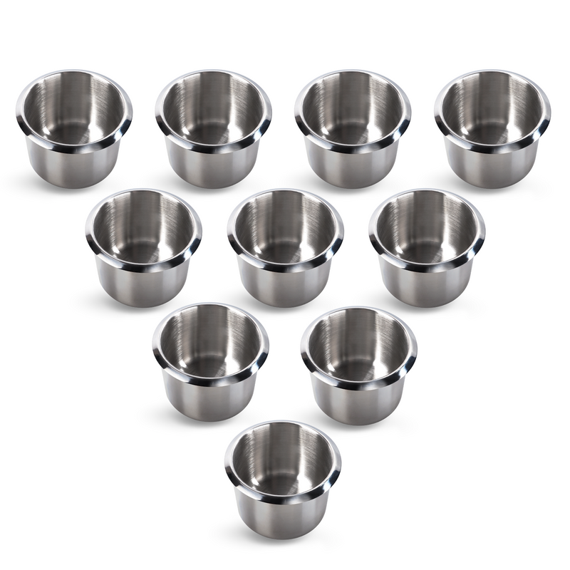 Stainless Steel Drop-in Anti-Spill Storage Drink Cup Holder for Casino Poker Table, Trucks (1/10 Pack, Small/Jumbo/Dual Size)