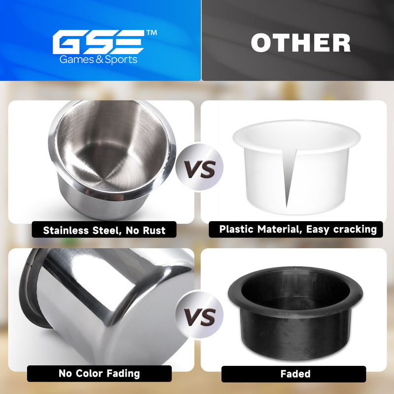 1/10 Pack Stainless Steel Drop-in Drink Cup Holder Anti-Spill Storage Table Cup Holder for Casino Poker Table, Boat, RV Car - Small/Jumbo/Dual Size