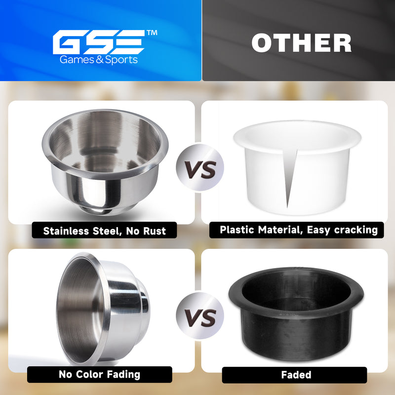 1/10 Pack Stainless Steel Drop-in Drink Cup Holder Anti-Spill Storage Table Cup Holder for Casino Poker Table, Boat, RV Car - Small/Jumbo/Dual Size