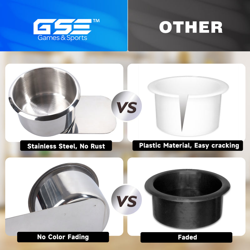 1/10 Pack Stainless Steel Slide Under Drink Cup Holder Table Cup Holder for Casino Poker Table,Boat,RV Car - Small/Jumbo Size