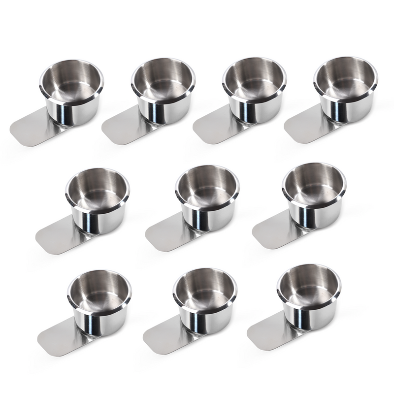 1/10 Pack Stainless Steel Slide Under Drink Cup Holder Table Cup Holder for Casino Poker Table,Boat,RV Car - Small/Jumbo Size